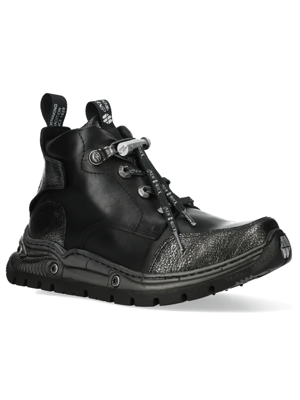 NEW ROCK Men's Rock Boots with Distressed Toes and Lug Soles