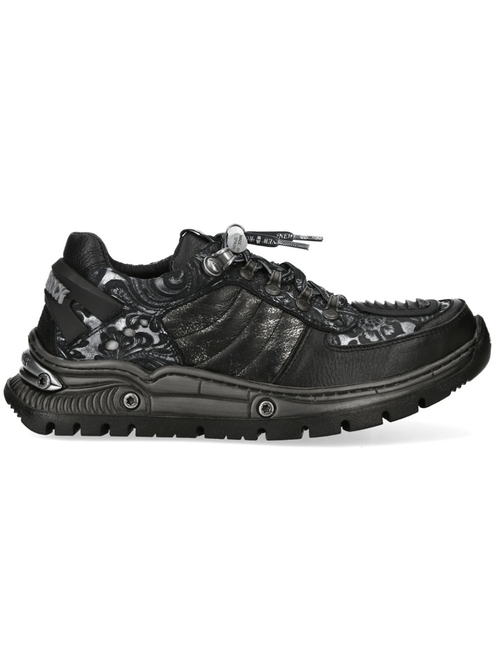 NEW ROCK Men's Sneakers in Black with Baroque Detailing