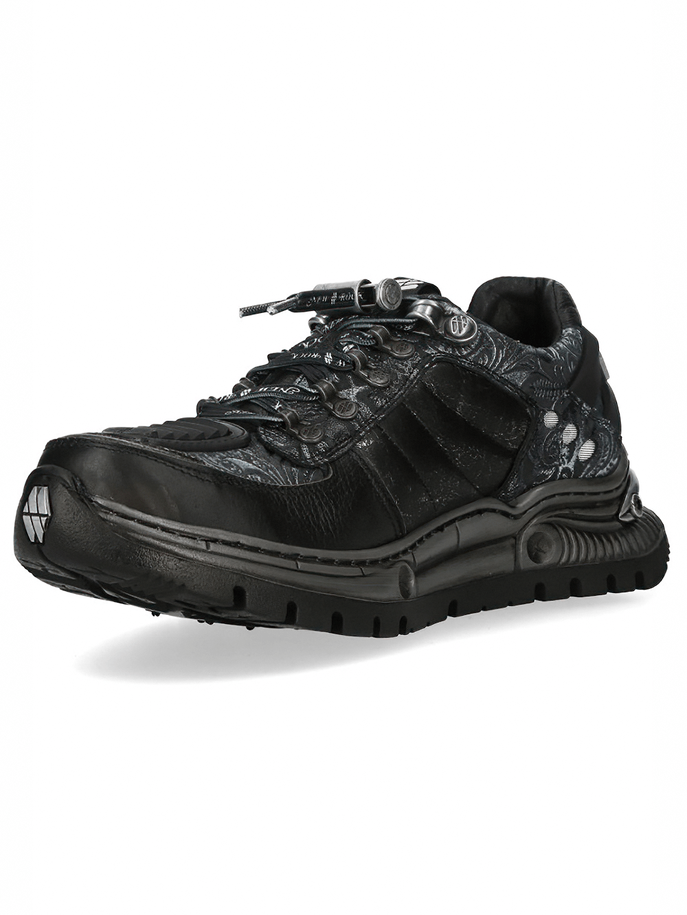 NEW ROCK Men's Sneakers in Black with Baroque Detailing