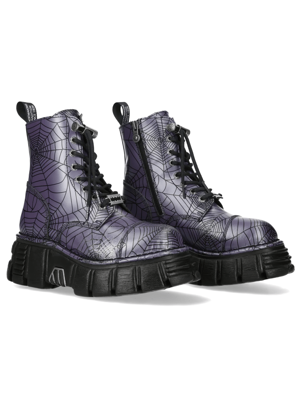 NEW ROCK Men's Spiderweb Boots with Chunky Lug Platform