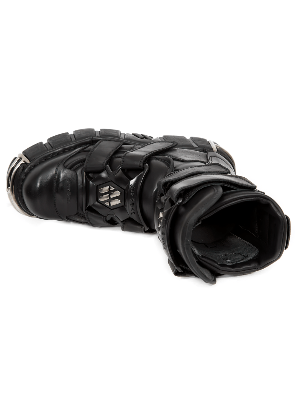 NEW ROCK Men's Strap Platform Boots with Metal Toe Plates