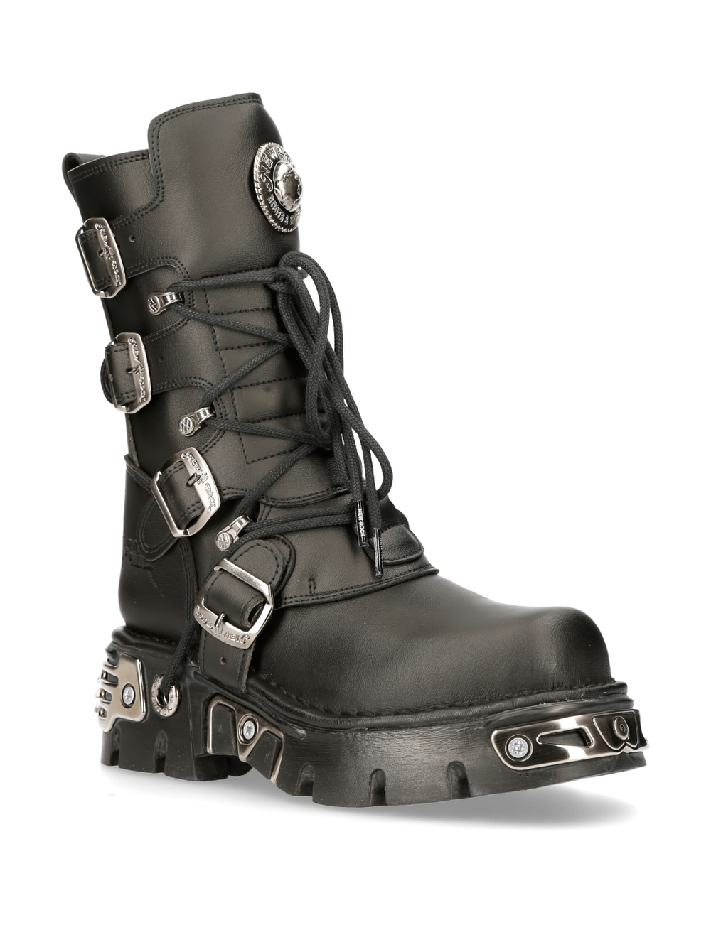 NEW ROCK Men's Metallic Accented Urban Lace-Up Boots