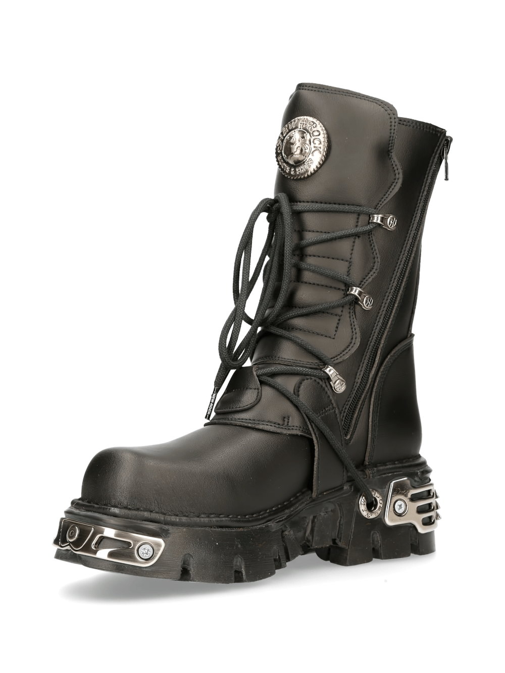 NEW ROCK Men's Metallic Accented Urban Lace-Up Boots