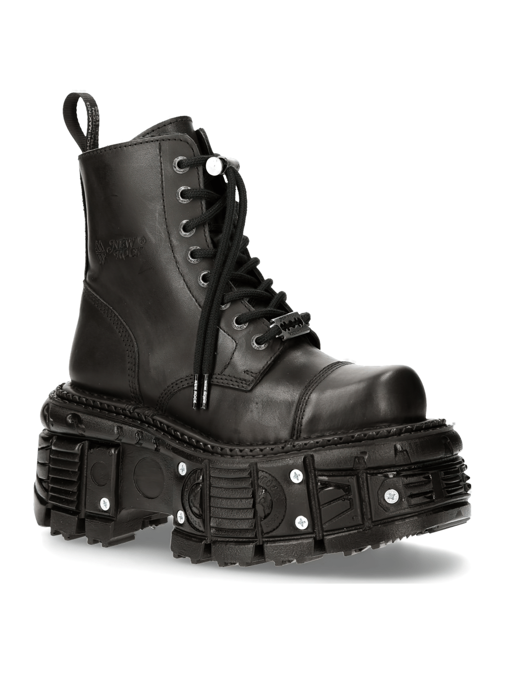 NEW ROCK Men's Military Ankle Boots With Gothic Platform Design