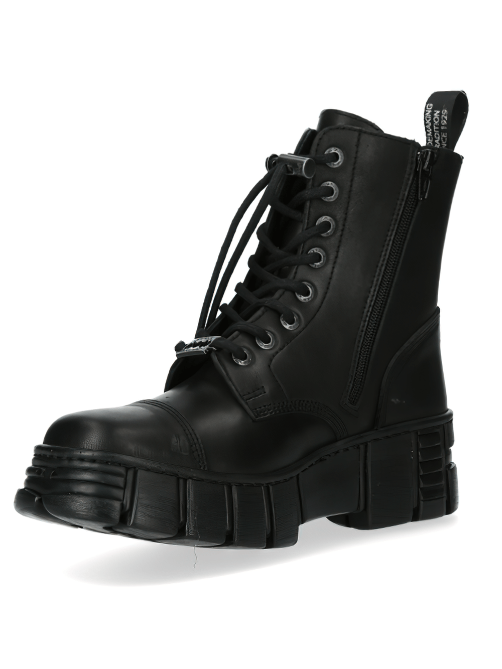 NEW ROCK Men's Military Gothic Ankle Boots in Black Leather