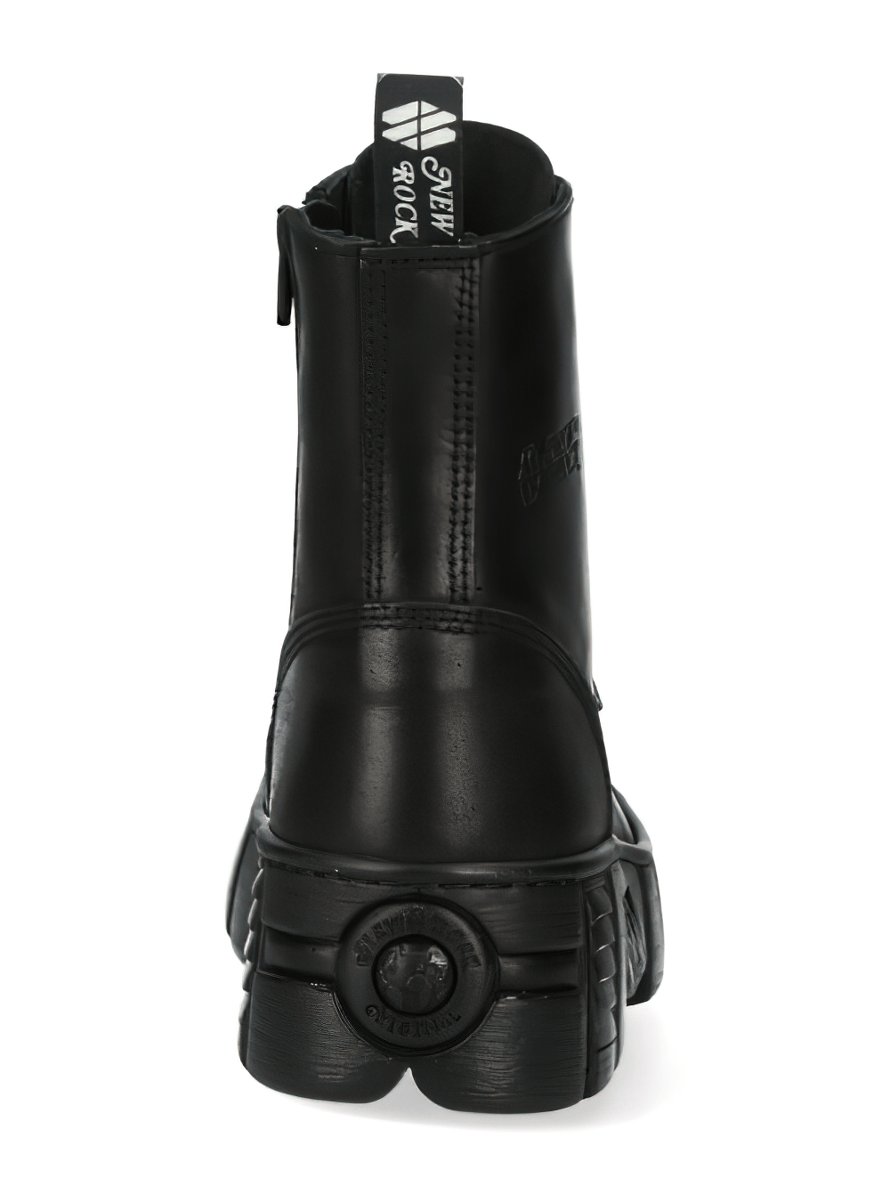 NEW ROCK Men's Military Gothic Ankle Boots in Black Leather