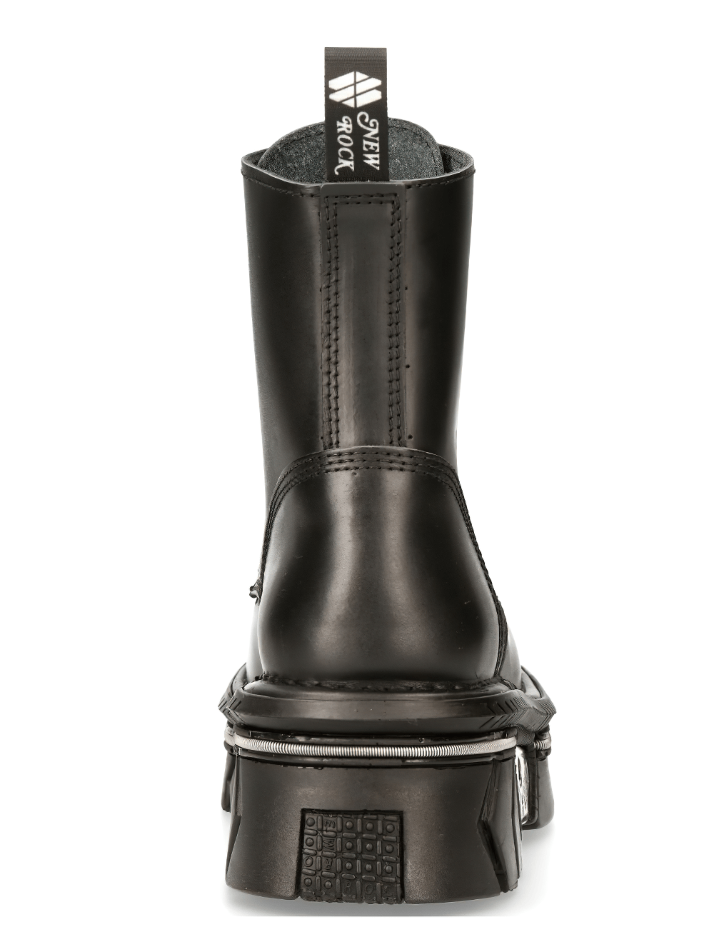 NEW ROCK Men's Black Cow Leather Military Lace-Up Boots
