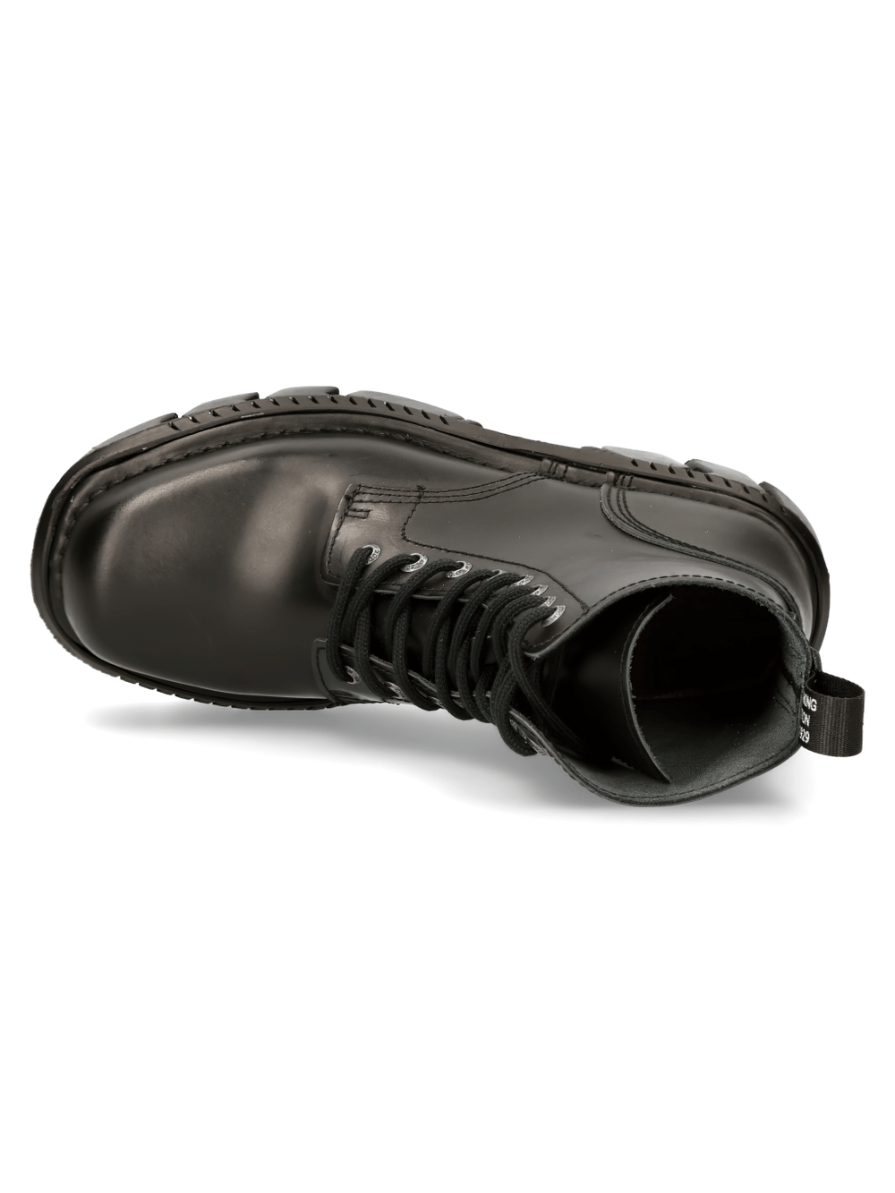 NEW ROCK Men's Black Cow Leather Military Lace-Up Boots