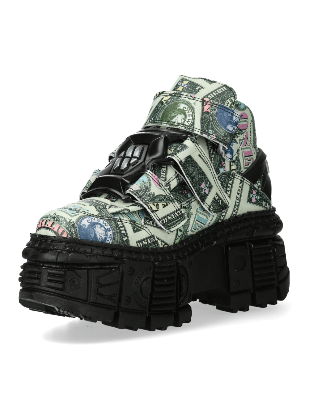 NEW ROCK Men's Money Print Strap Boots - Bold and Stylish