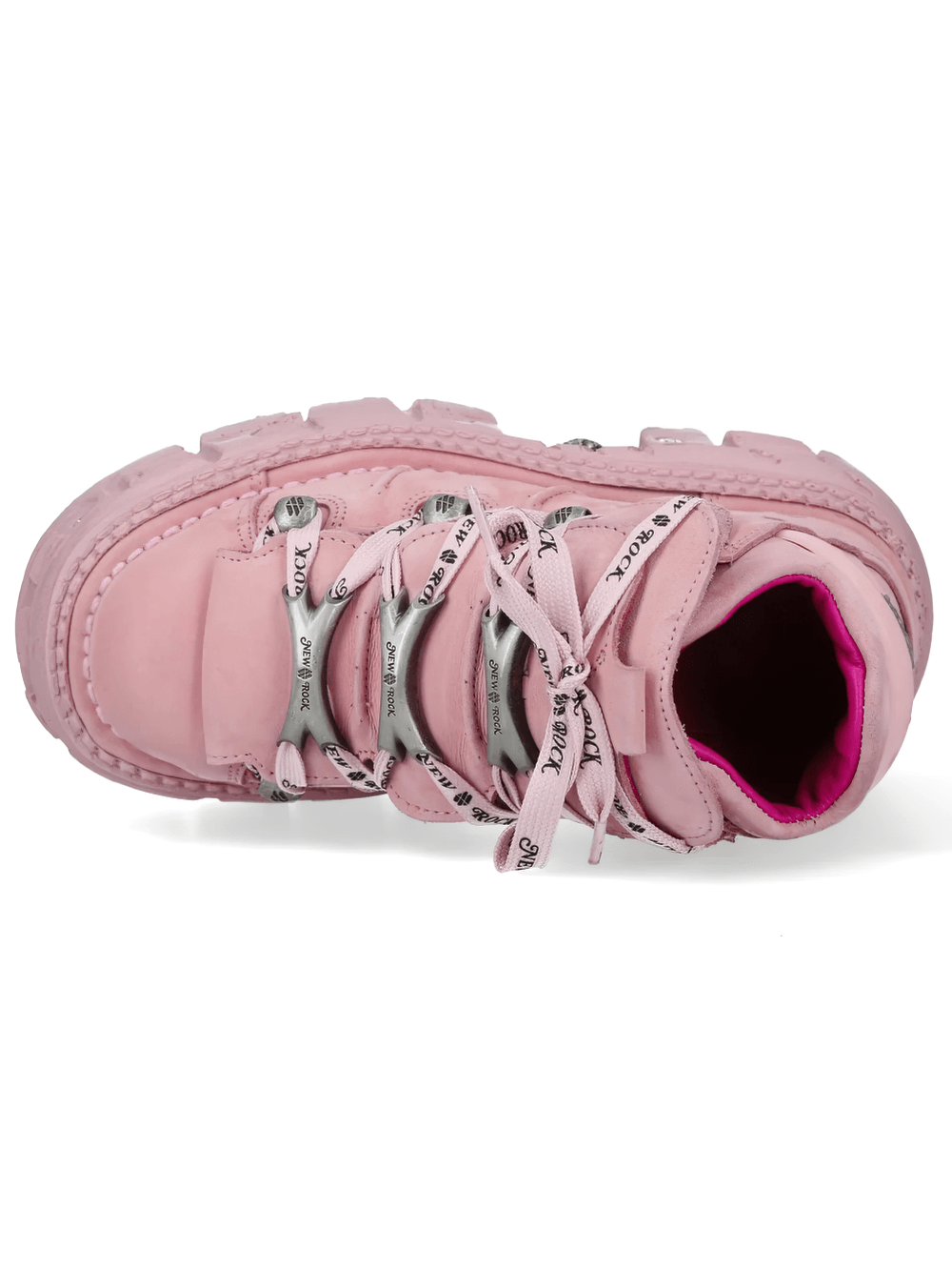 NEW ROCK Pink Gothic Ankle Boots with Industrial Trim Design