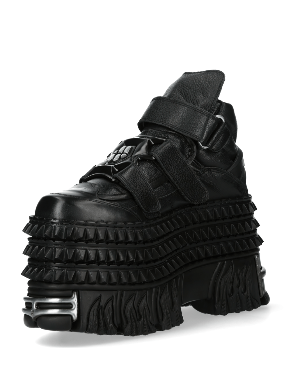 NEW ROCK Men's Platform Ankle Boots with Velcro and Textured Sole