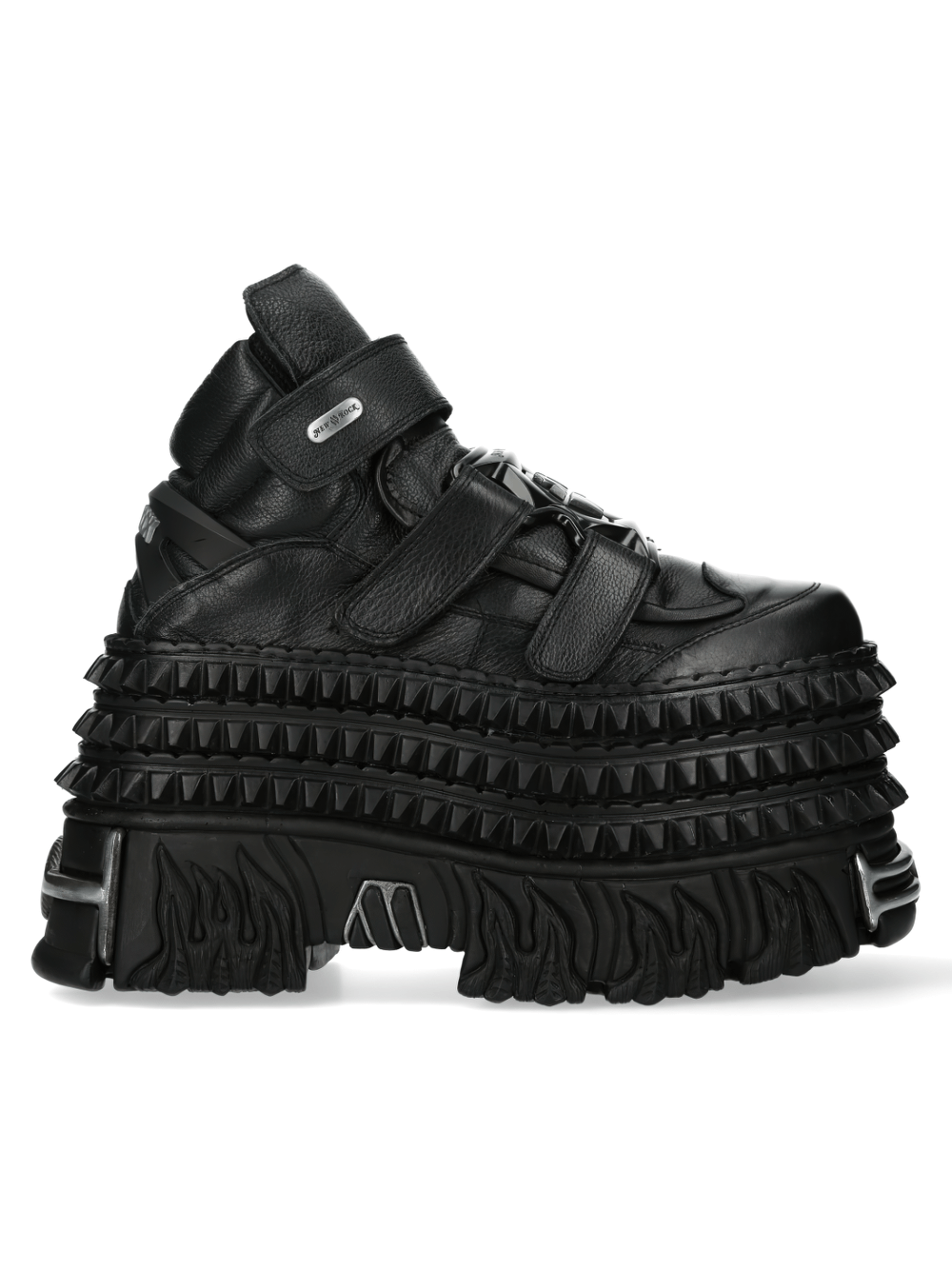 NEW ROCK Men's Platform Ankle Boots with Velcro and Textured Sole