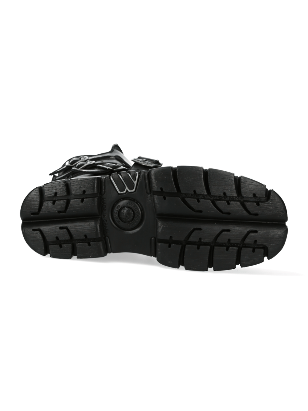 NEW ROCK Men's Platform Boots with Buckles and Metallic Emblem