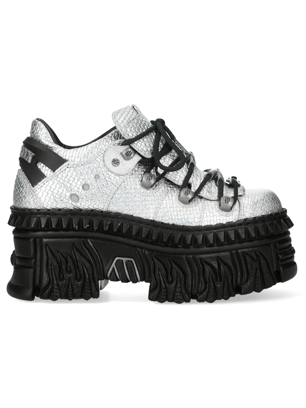 NEW ROCK Platform Shoes with Flame Sole and Lace Design