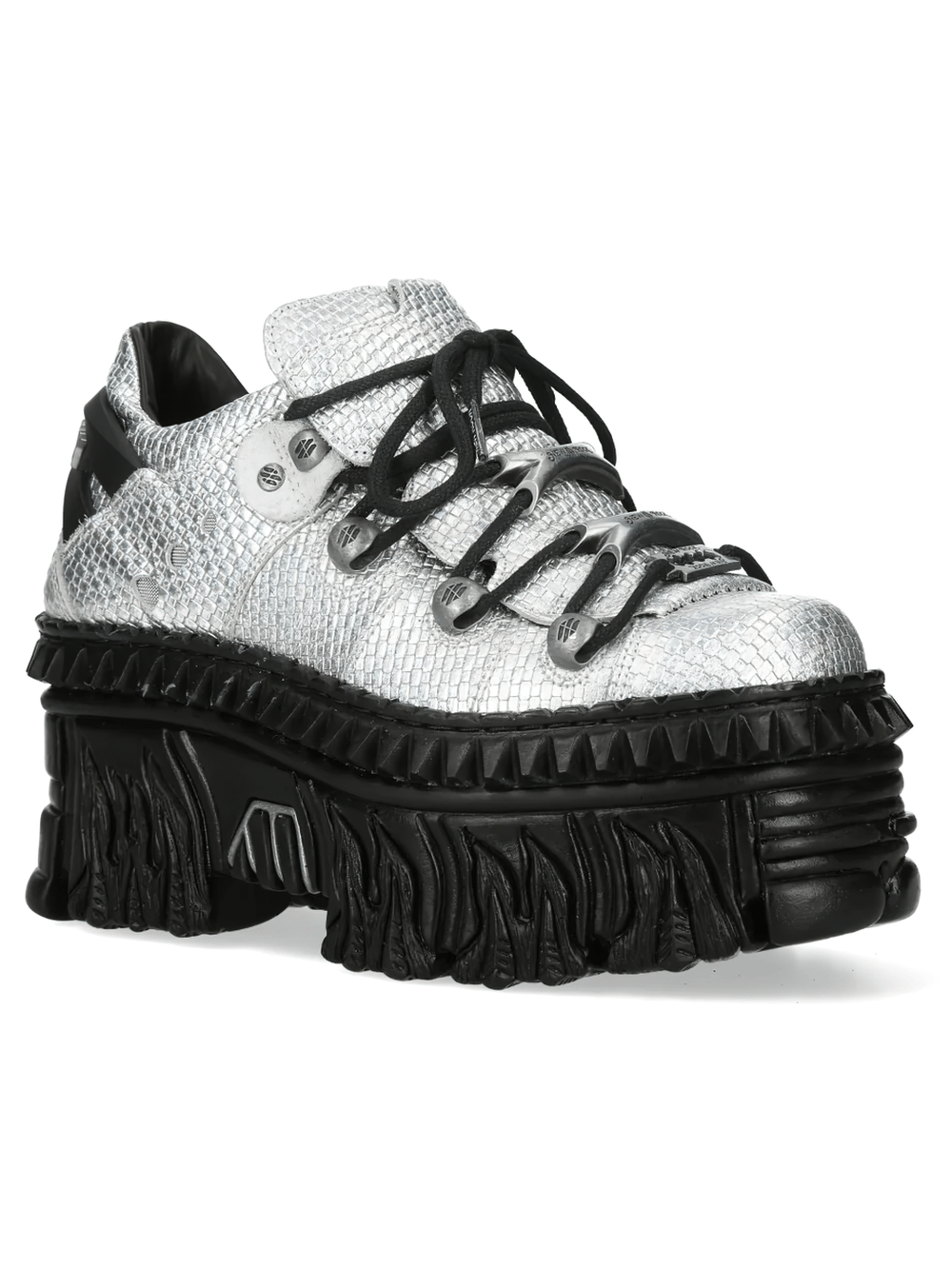 NEW ROCK Platform Shoes with Flame Sole and Lace Design