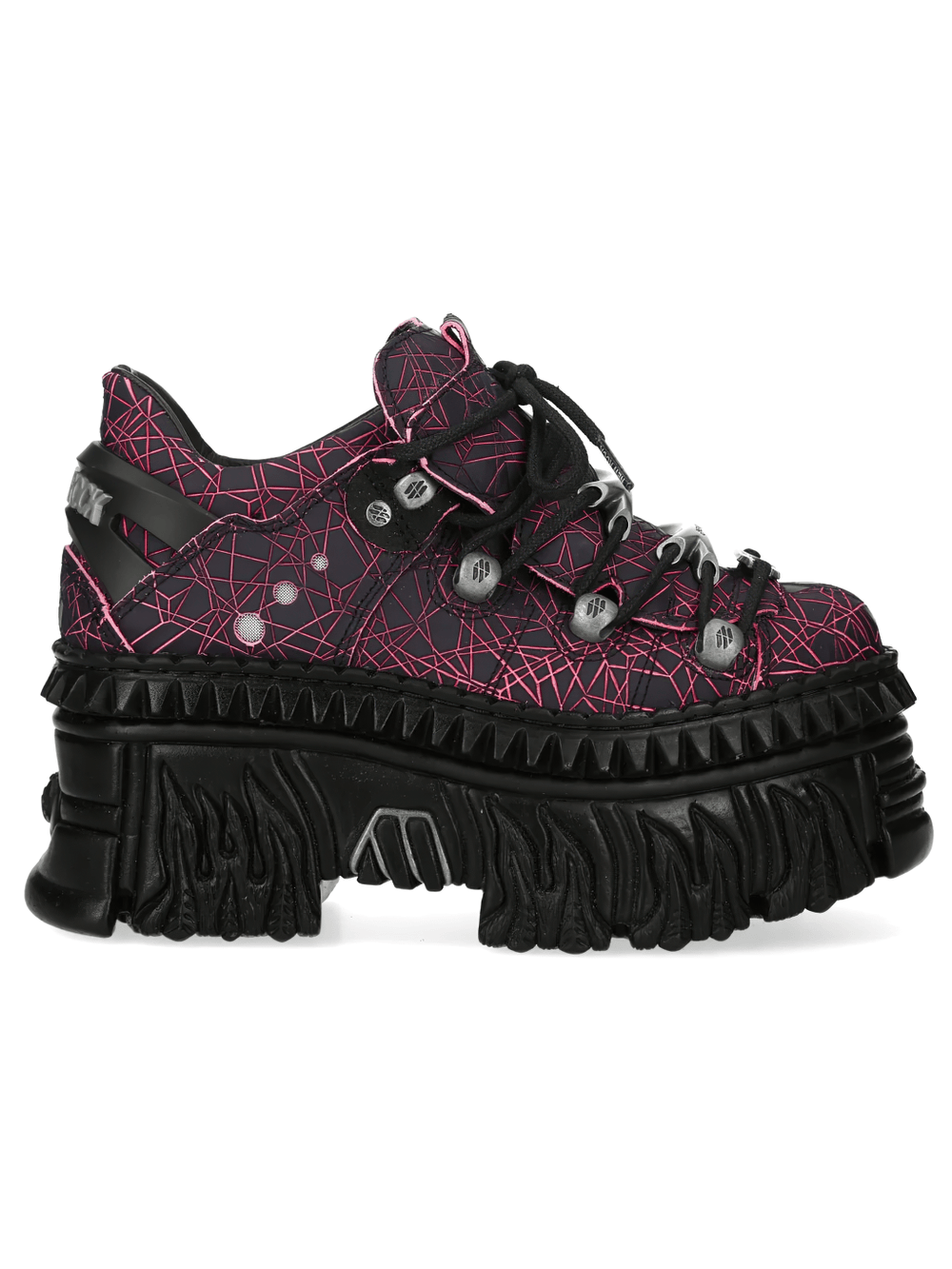 NEW ROCK Platform Shoes with Flame Sole and Line Patterns