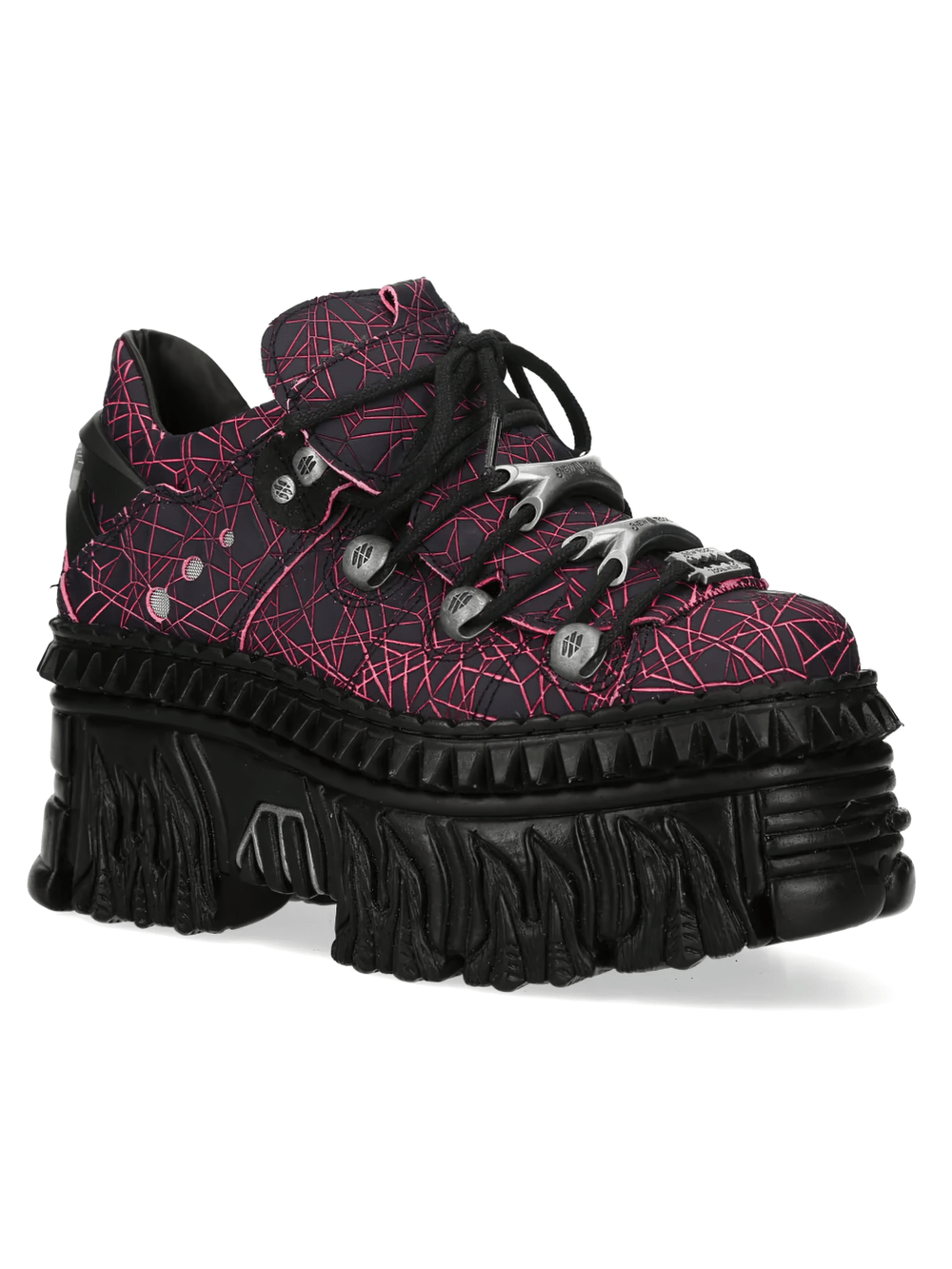 NEW ROCK Platform Shoes with Flame Sole and Line Patterns