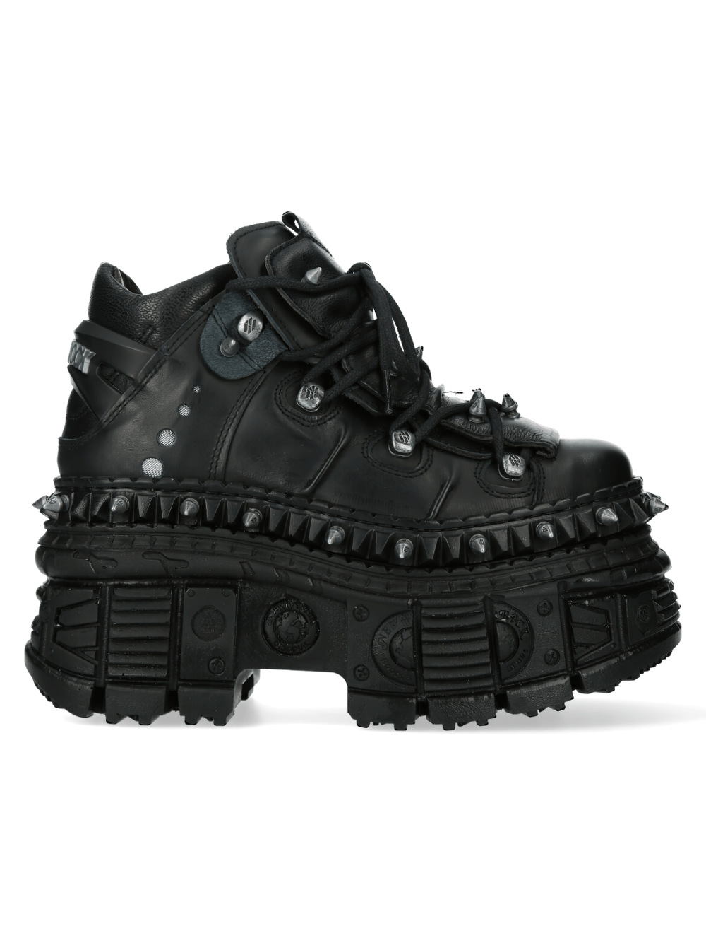 NEW ROCK Men's Punk Black Platform Ankle Boots With Studs