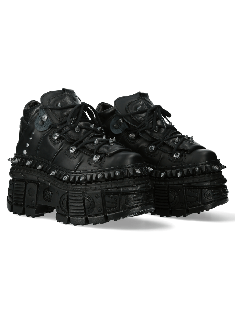 NEW ROCK Men's Punk Black Platform Ankle Boots With Studs