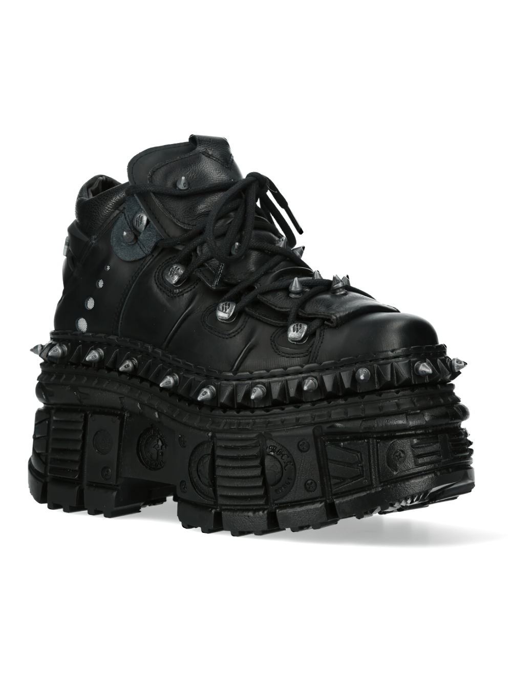 NEW ROCK Men's Punk Black Platform Ankle Boots With Studs