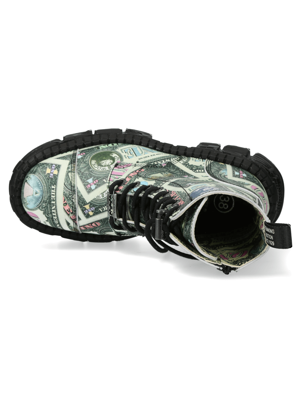 NEW ROCK Men's Punk Platform Ankle Boots with Dollar Print