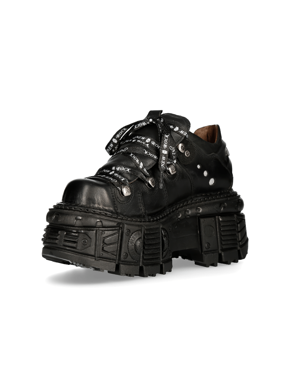 NEW ROCK Men's Punk Style Black Leather Platform Ankle Boots
