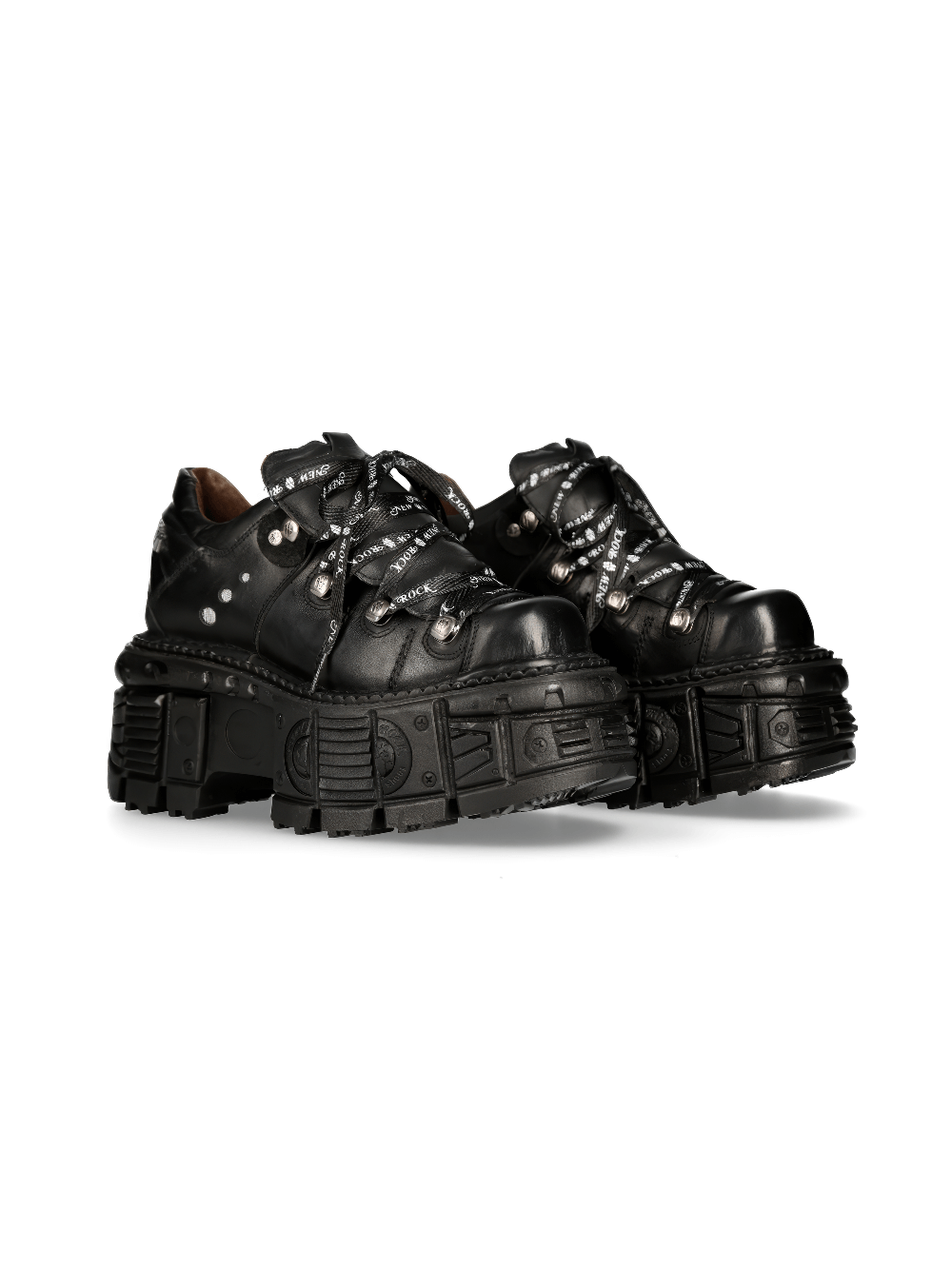 NEW ROCK Men's Punk Style Black Leather Platform Ankle Boots