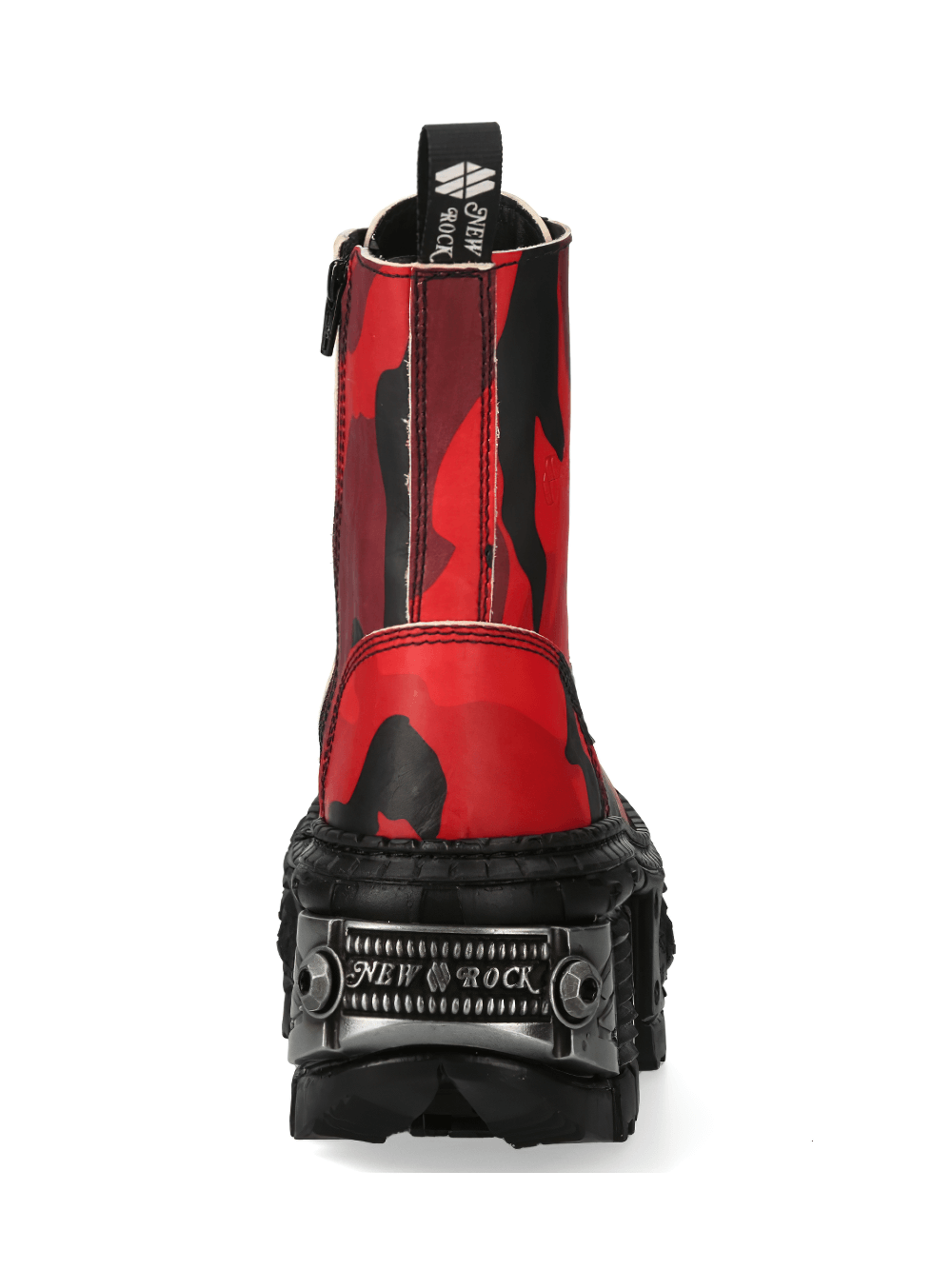 NEW ROCK Men's Red Camo Platform Ankle Boots With Lace-Up