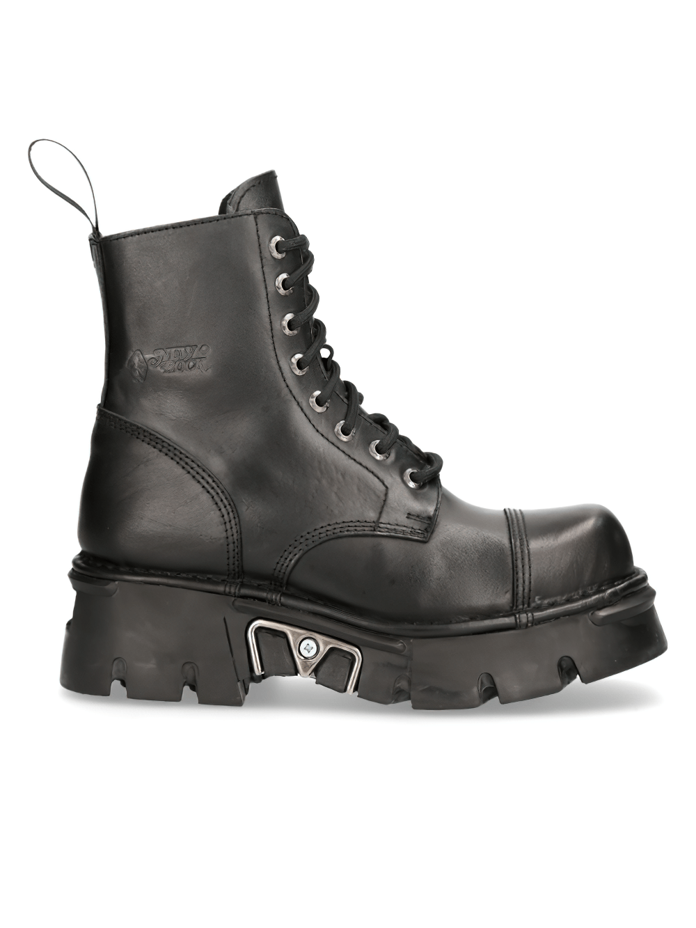 NEW ROCK Men's Rugged Black Military Lace-Up Ankle Boots
