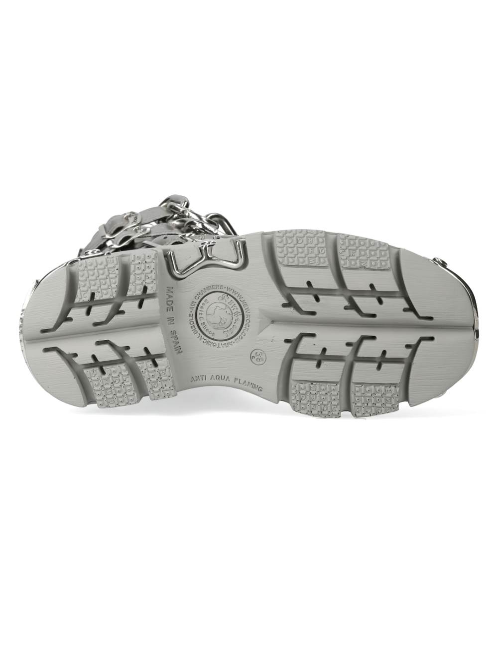 NEW ROCK Men's Silver Metallic Chain Boots for Punk Fashion