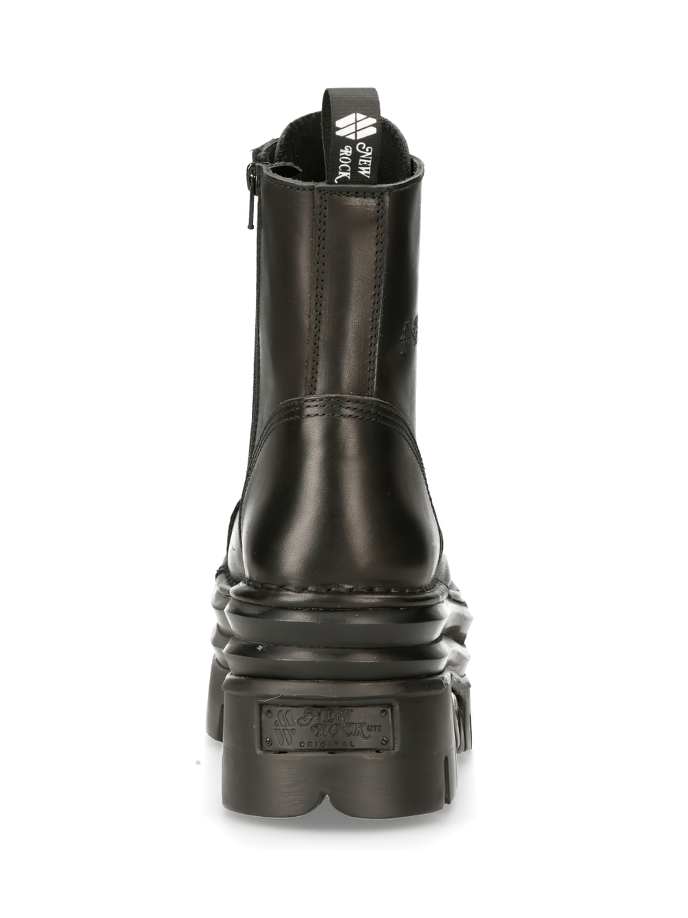 NEW ROCK Men's Sturdy Black Military-Style Leather Boots