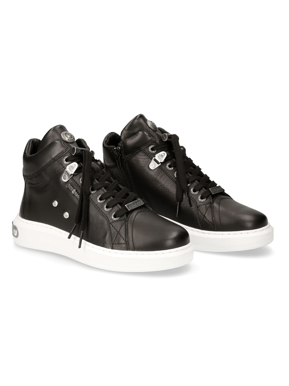 NEW ROCK Men's Stylish Urban Punk Leather Sneakers With Lace-Up