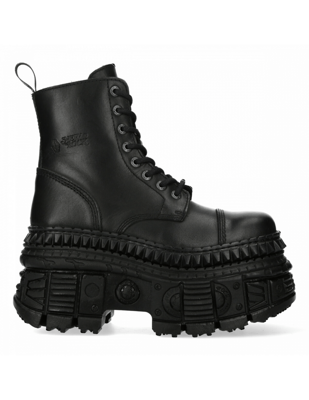 NEW ROCK Men's Black Leather Platform Ankle Boots