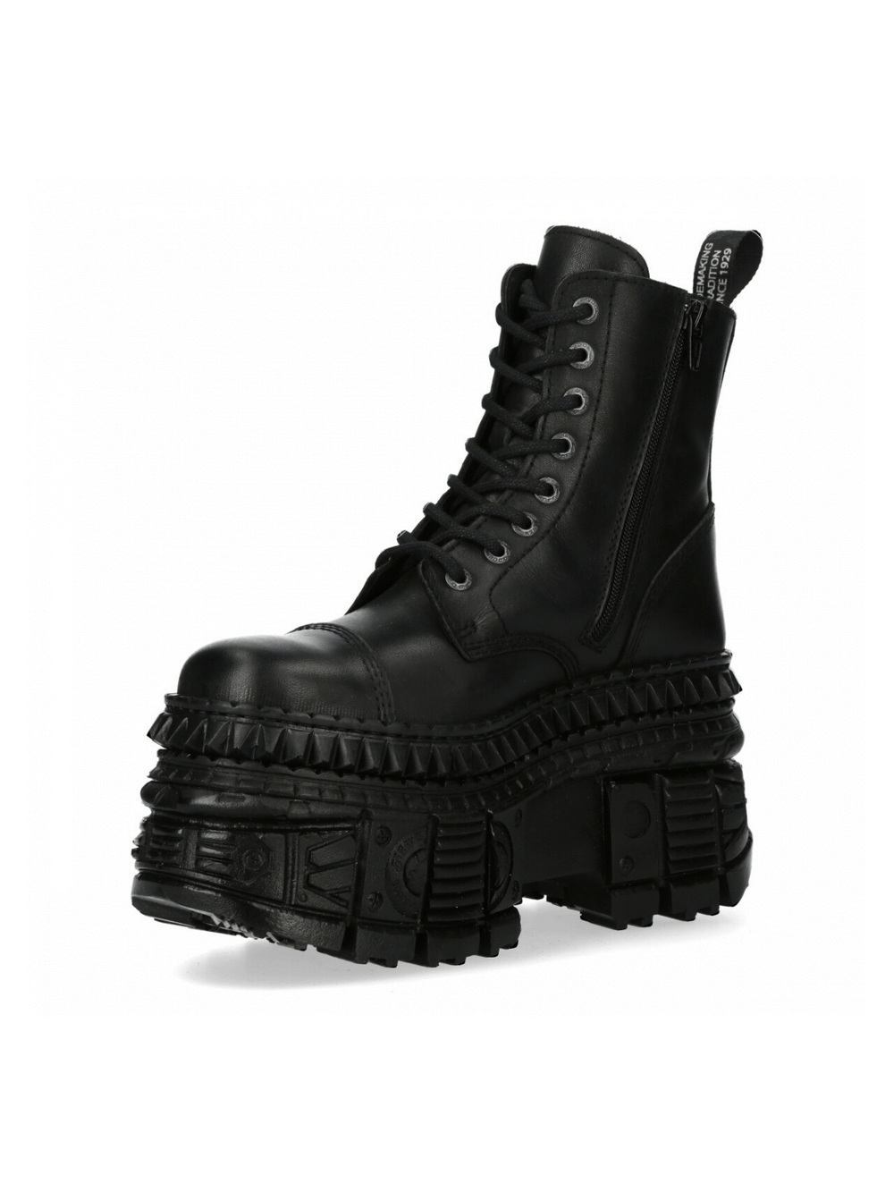 NEW ROCK Men's Black Leather Platform Ankle Boots