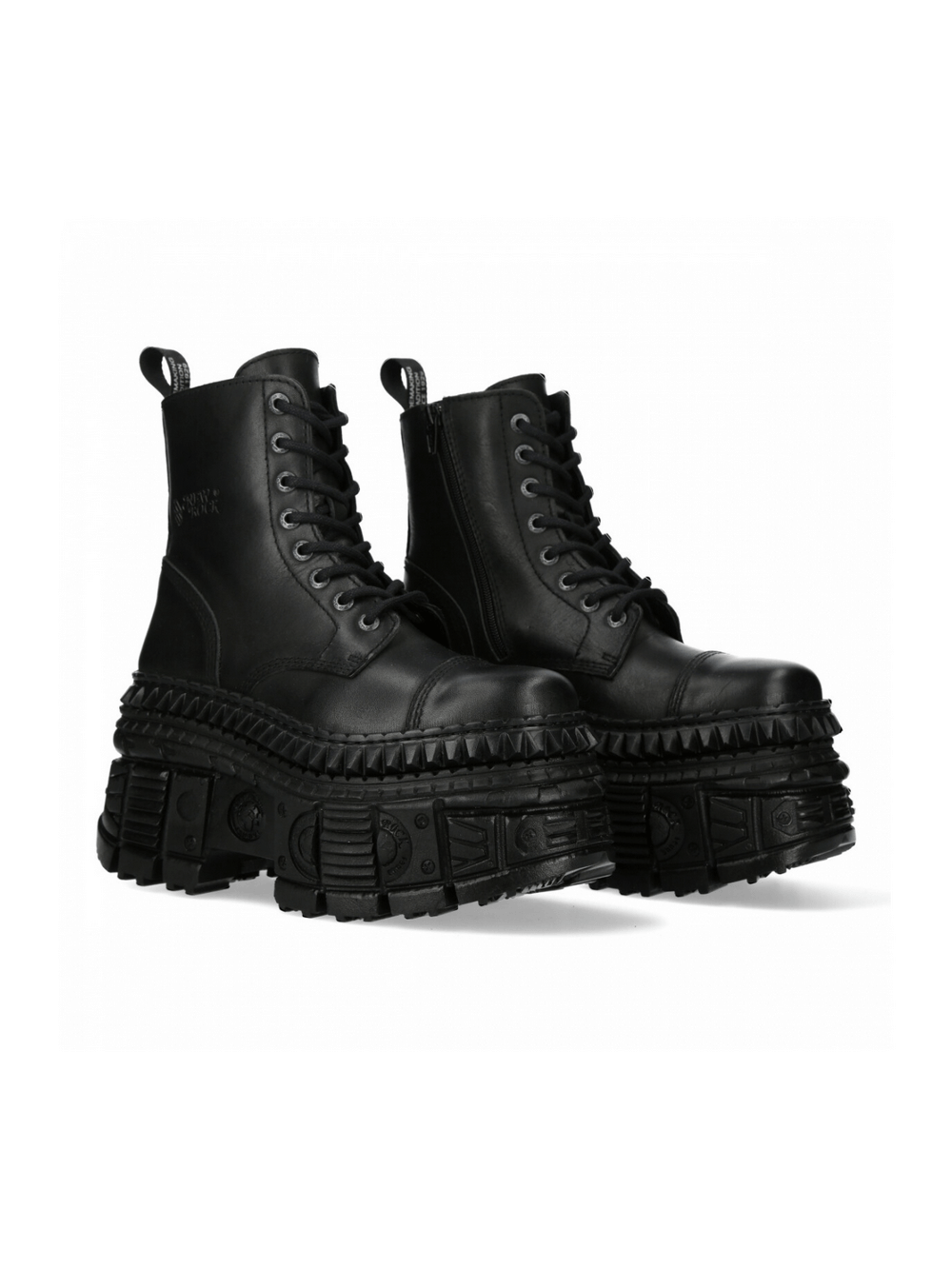 NEW ROCK Men's Black Leather Platform Ankle Boots