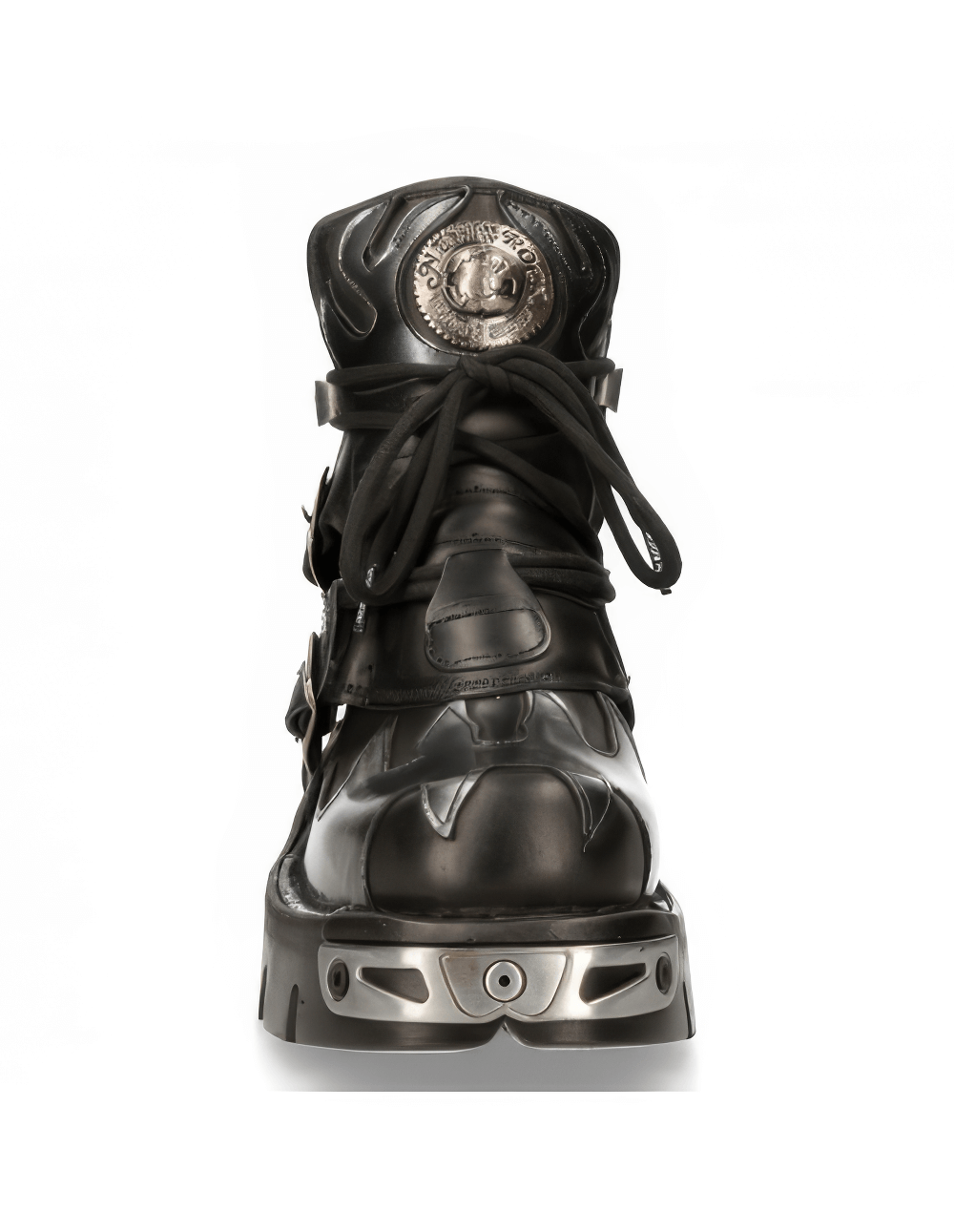 NEW ROCK Men's Fiery Black Ankle Boots with Steel Accents