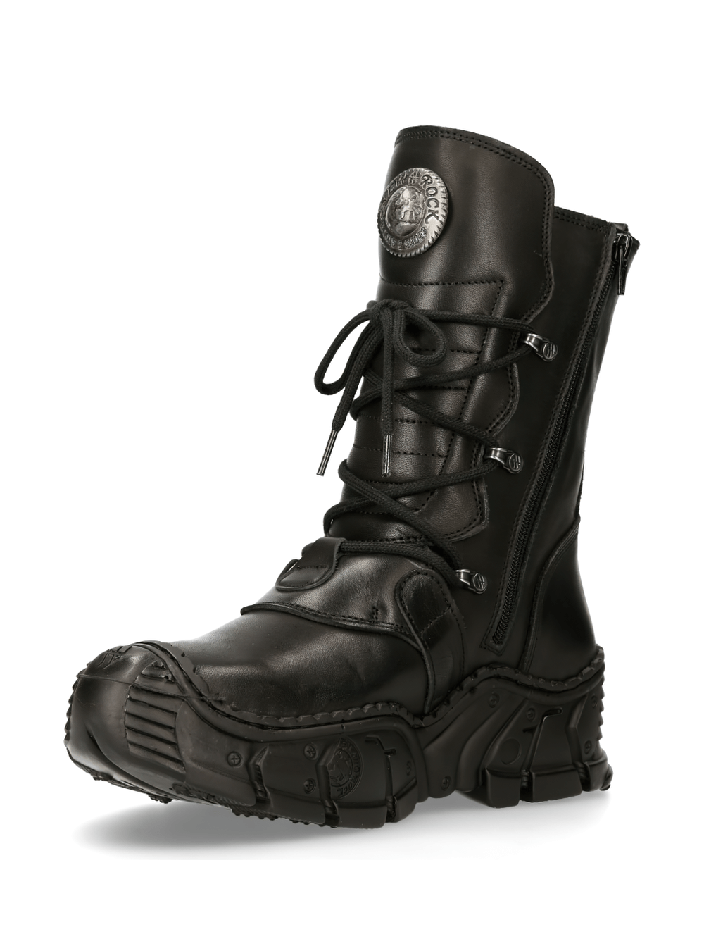 NEW ROCK Men's Gothic Black Buckled Gothic Impact Boots
