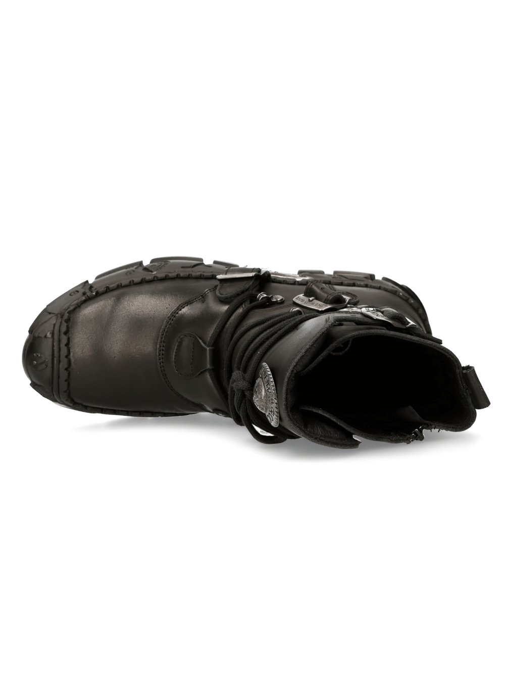NEW ROCK Men's Gothic Black Buckled Gothic Impact Boots