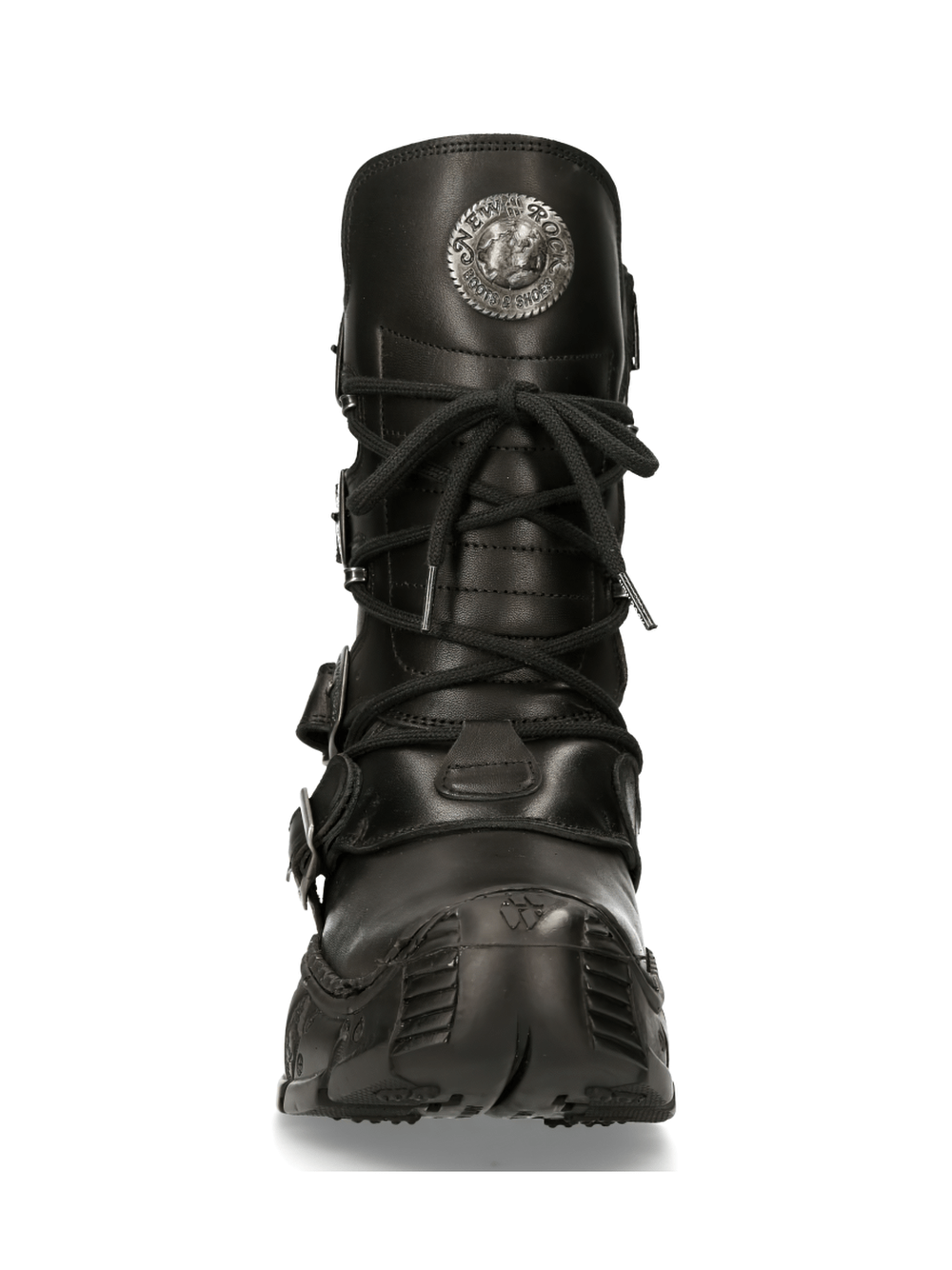 NEW ROCK Men's Gothic Black Buckled Gothic Impact Boots