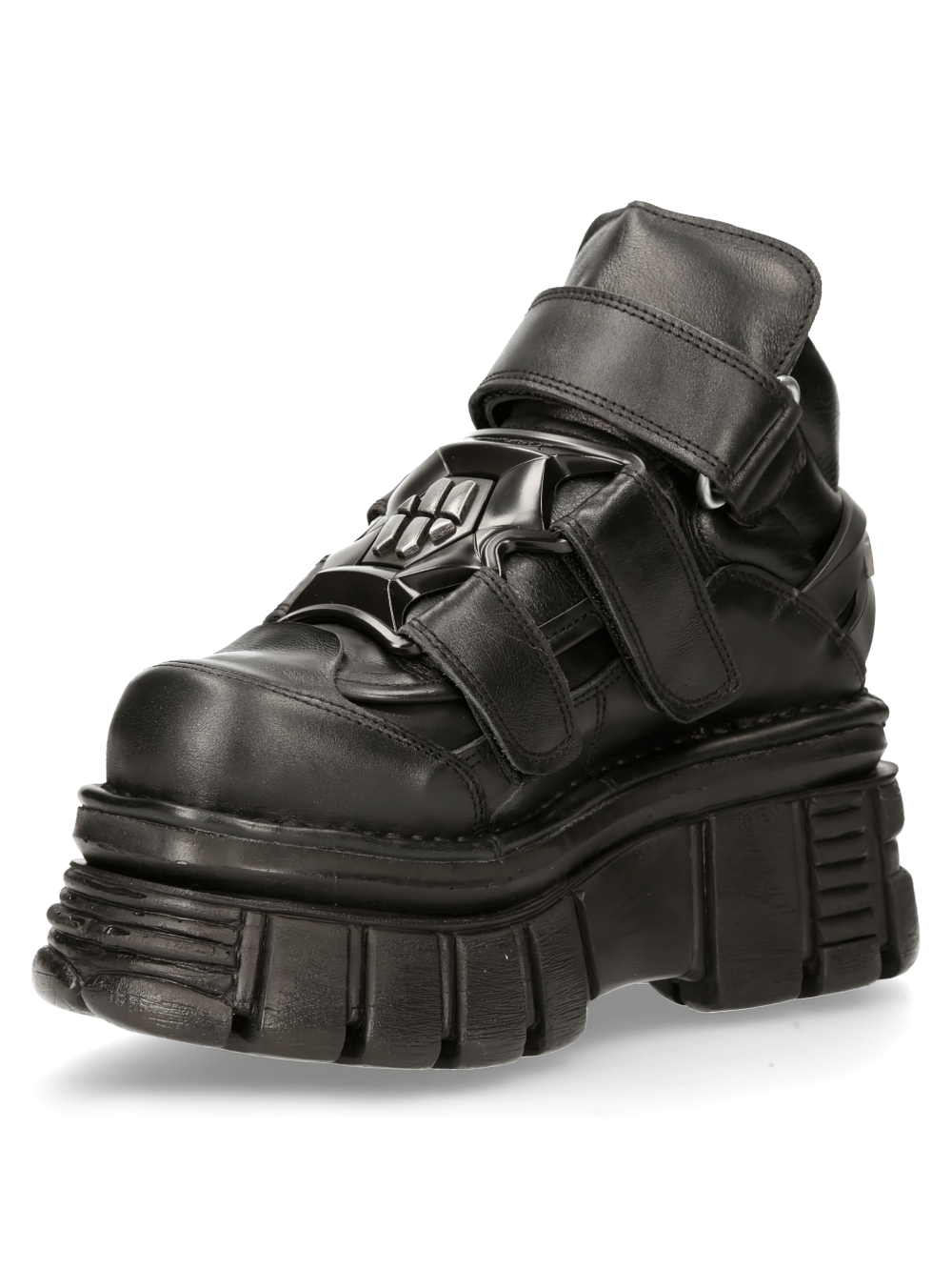 NEW ROCK Men's Leather Ankle Boots with Metallic Details