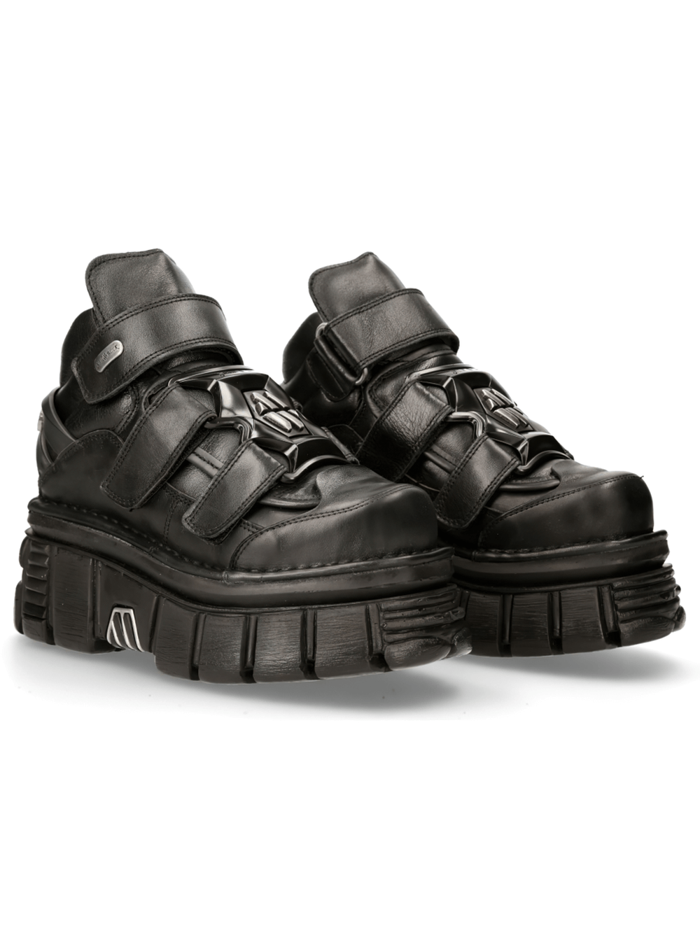 NEW ROCK Men's Leather Ankle Boots with Metallic Details