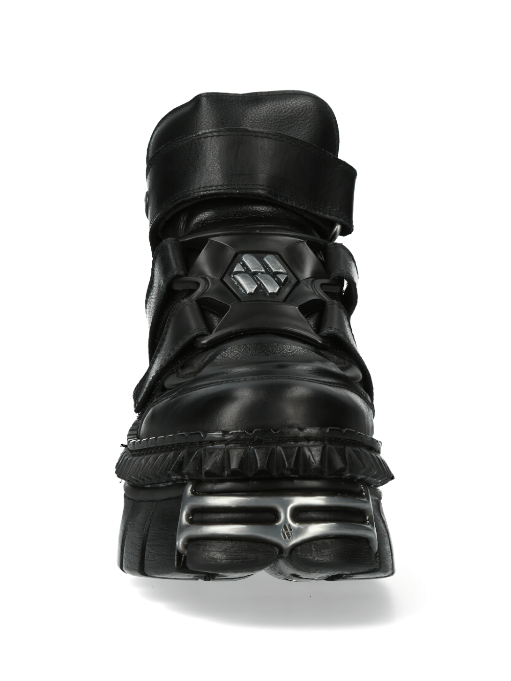 NEW ROCK Men's Urban Heavy Black Ankle Boots with Velcro Straps