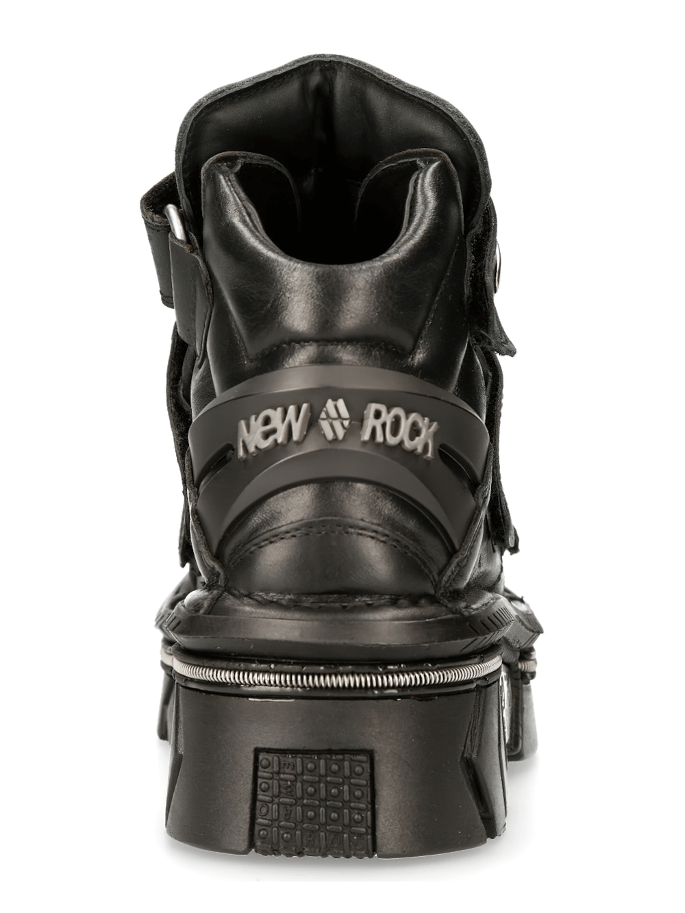NEW ROCK Men's Velcro Closure Punk Rock Black Ankle Boots