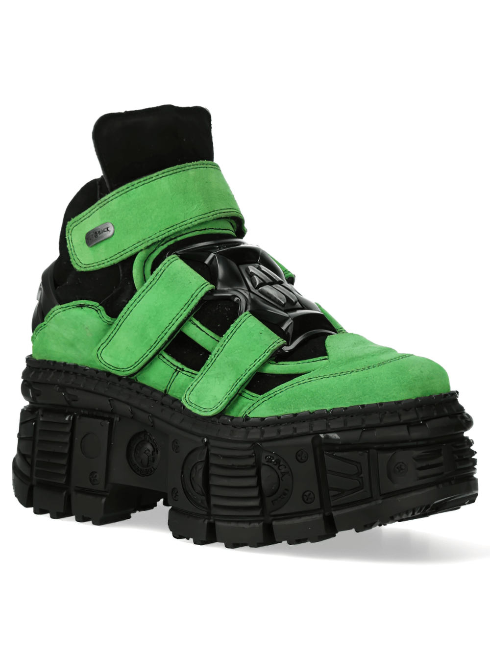 NEW ROCK Men's Velcro Straps Cow Leather Ankle Boots