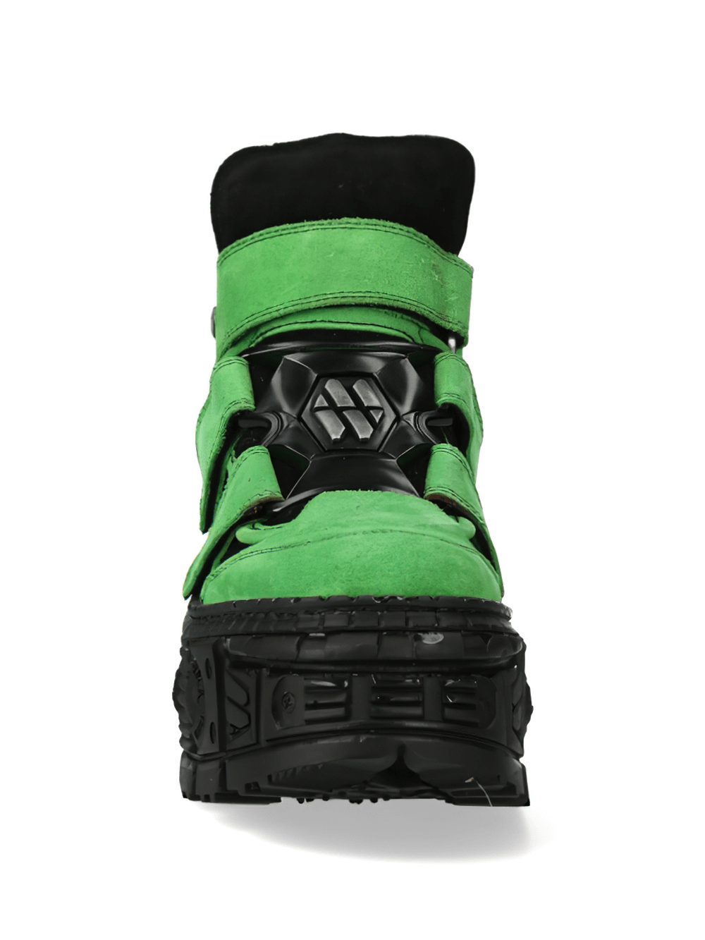 NEW ROCK Men's Velcro Straps Cow Leather Ankle Boots