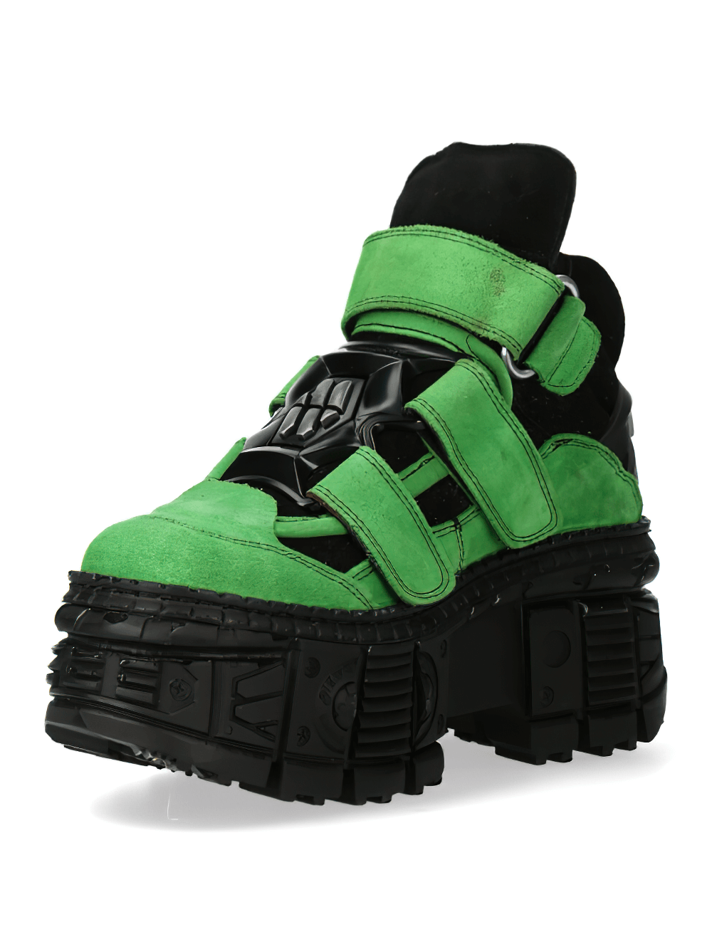 NEW ROCK Men's Velcro Straps Cow Leather Ankle Boots