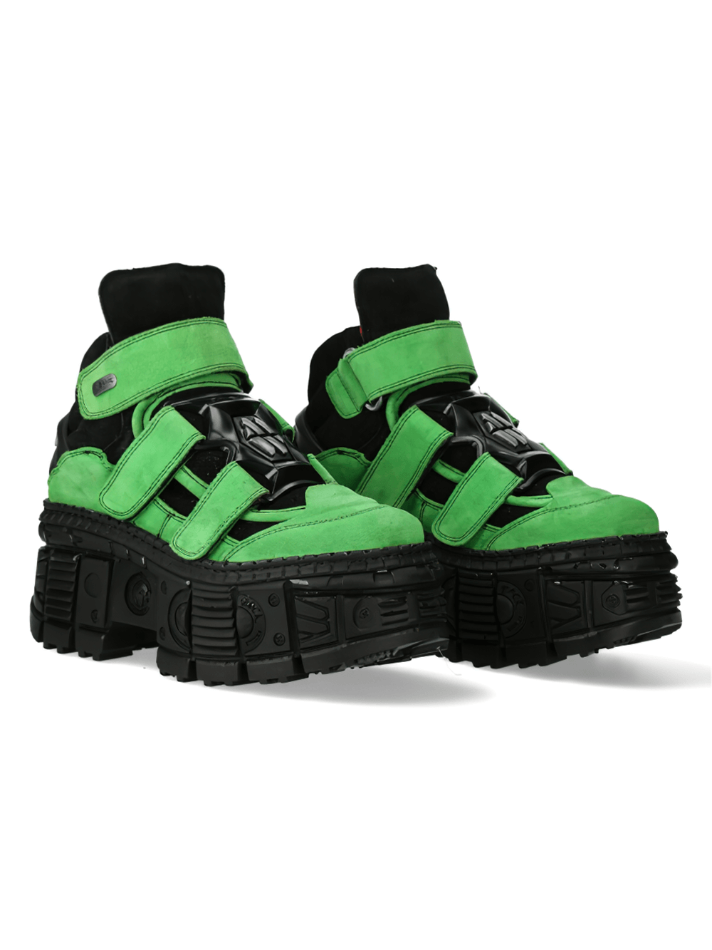 NEW ROCK Men's Velcro Straps Cow Leather Ankle Boots