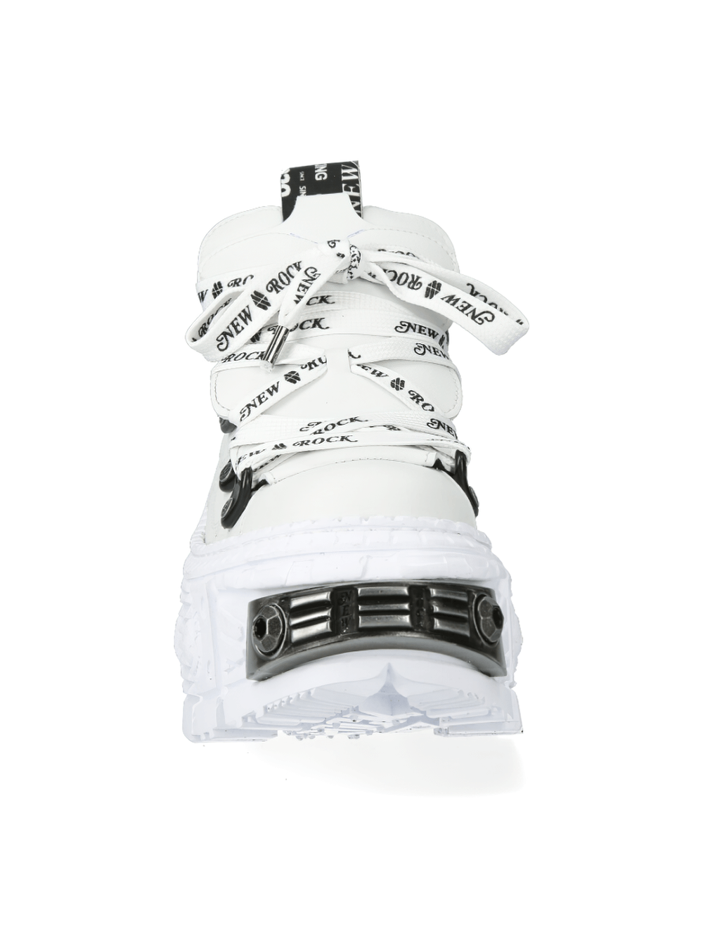 NEW ROCK Men's White Gothic Platform Ankle Boots with Metallic Details