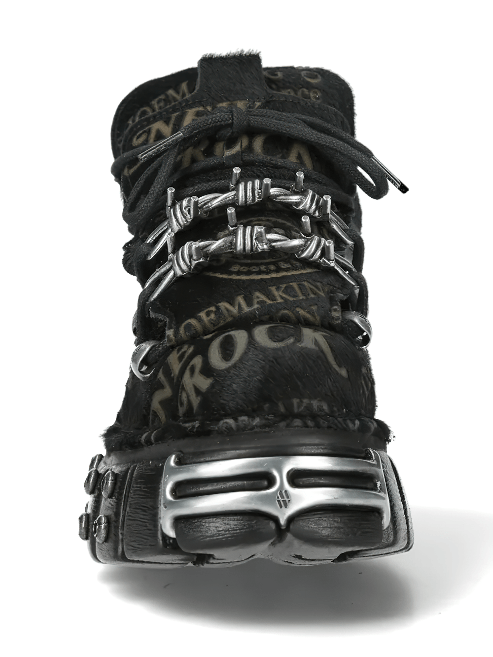 NEW ROCK Women's Ankle Boots With Barbed Wire Lacing Trim