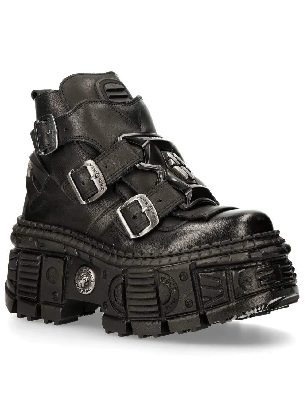 NEW ROCK Women's Ankle Boots with Industrial Strap Trim